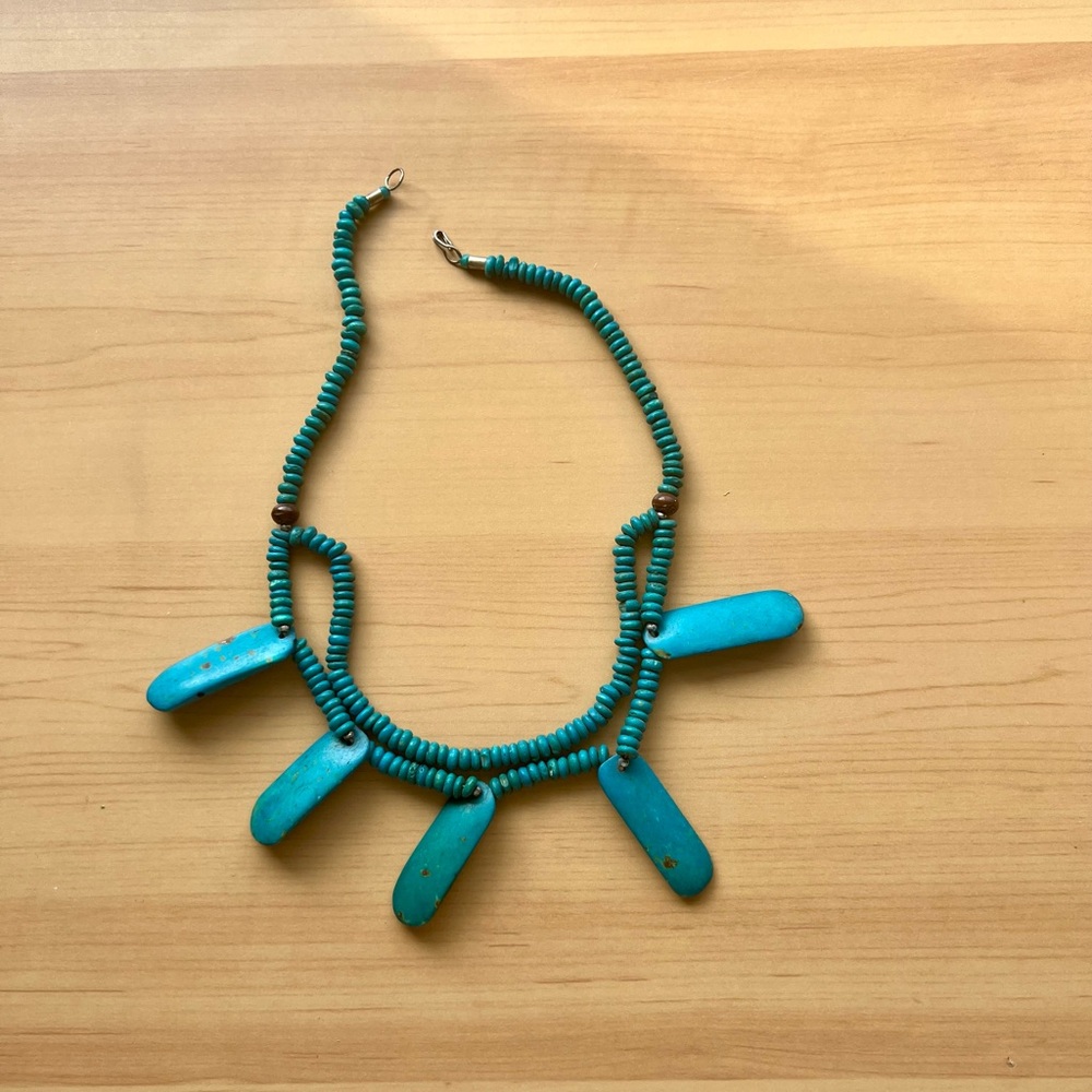 Turquoise color dyed Yak Bone Necklace